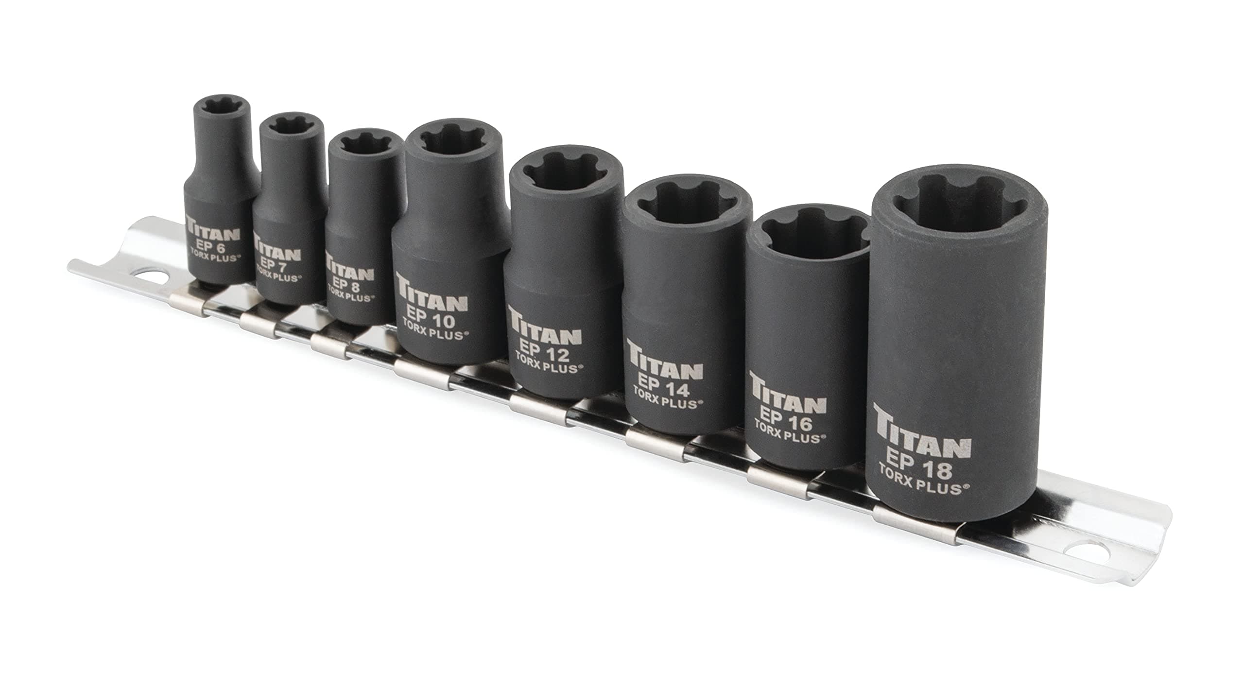Titan 17418 8-Piece External Tors Plus Socket Set (EP6 - EP18)