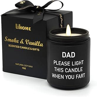 Lihome Gifts for Dad from Daughter Son - Funny Fathers Day & Thanksgiving & Christmas Gifts - Smoke Vanilla Scented Candle (7OZ)