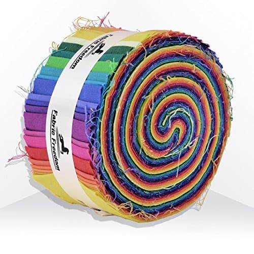 100% Cotton Jelly Rolls Plain Fabric Material for Quilting, Patchwork, Crafts, Sewing Perfect Palate by Fabric Freedom - Pack of 40 Strips (2.5 inch Width x 42 inch Length) - Approximately 2.5 Metres