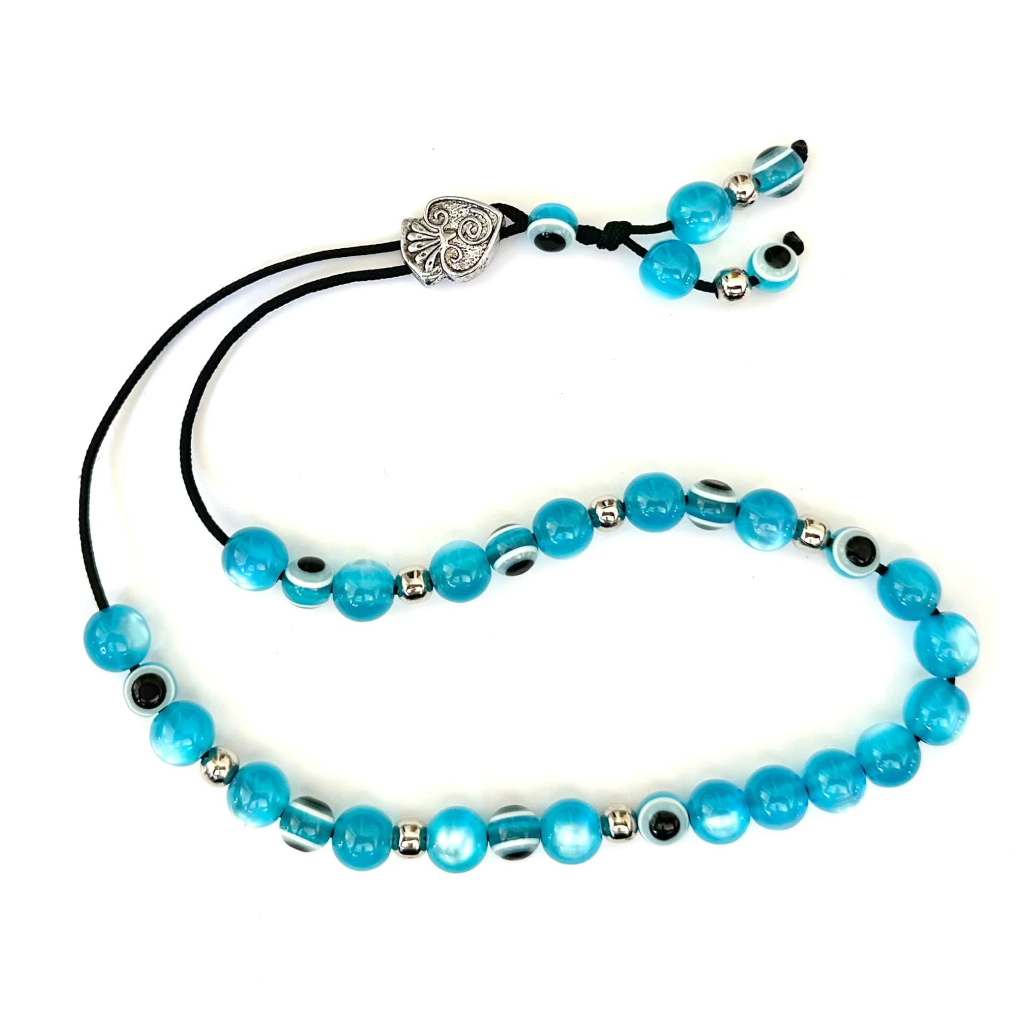 Evil Eye Worry Beads - Blue & Transparent Turquoise