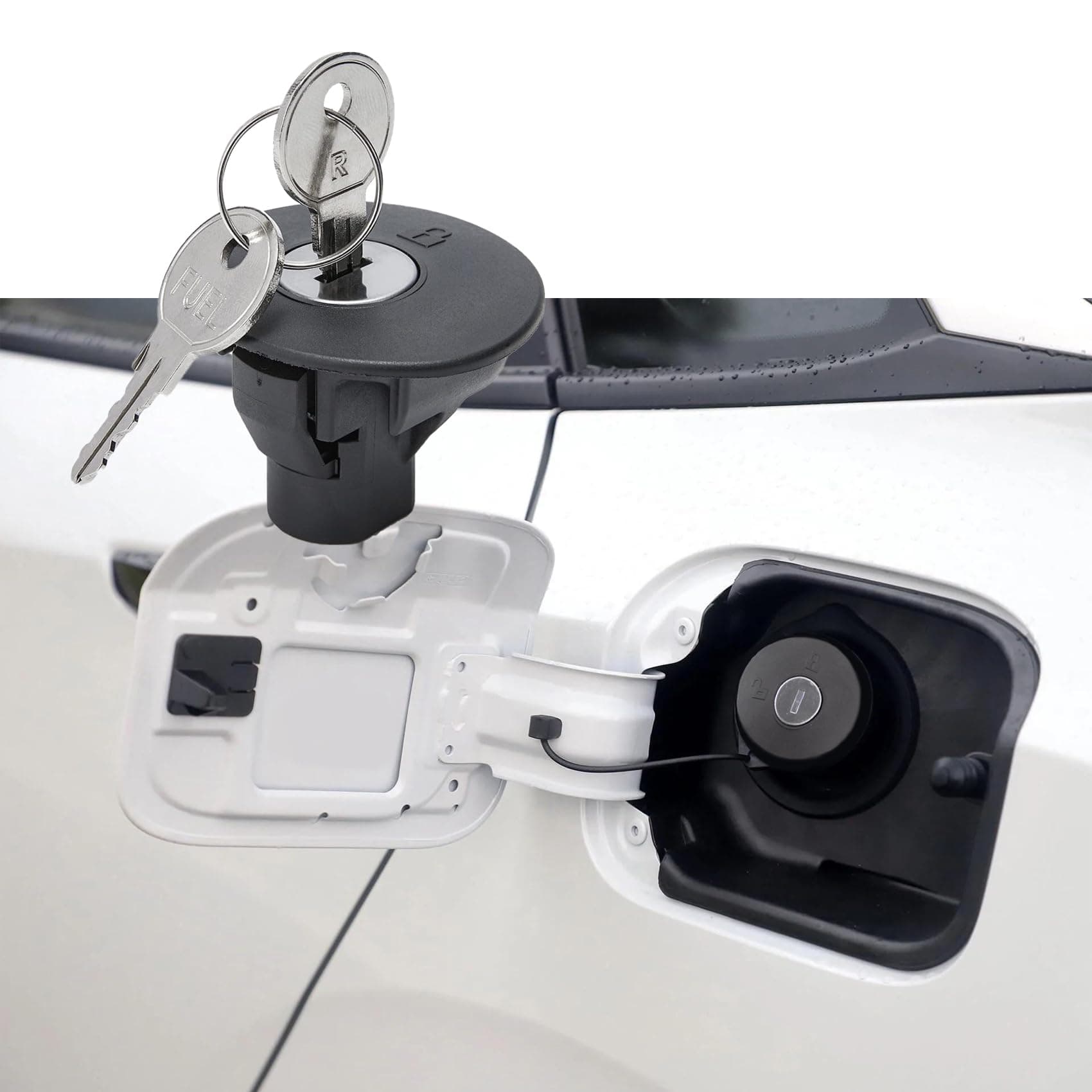 8U5Z-9C268-B Gas Cap BU5Z-9C268-B Fuel Tank Cap, Fuel Tank Filler Cap, Gas Lock Fuel Cap with Key, Car Locking Fuel Cap Cover Replacement for Ford Lincoln MKS MKT MKX MKZ & Mercury