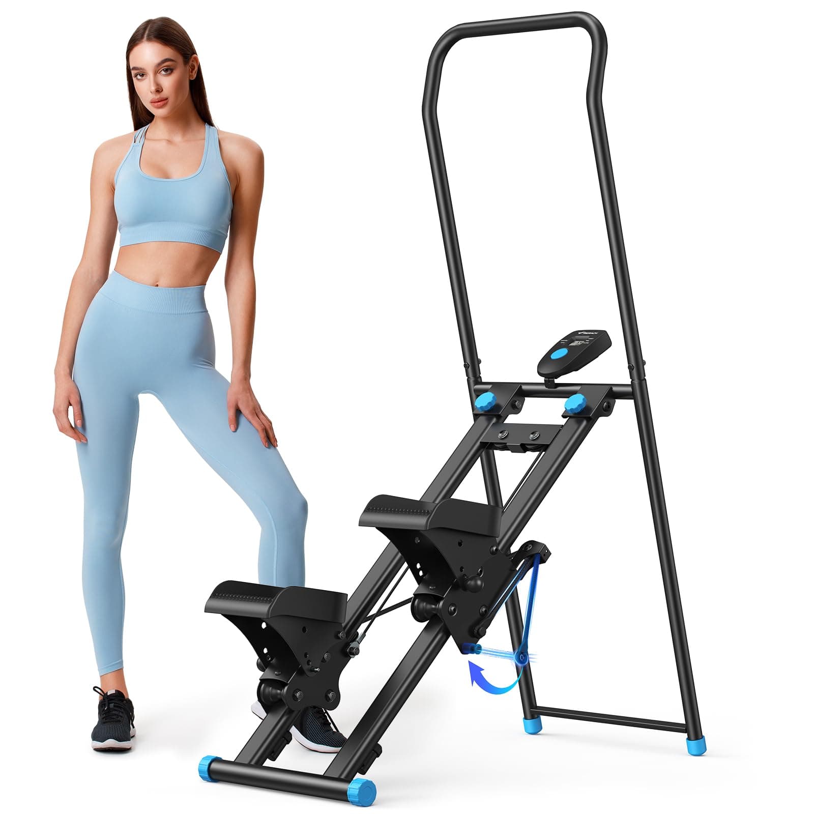 MERACH Stair Stepper for Home Exercise,New Version Mini Stepper Climber Machine for Full-Body Stairmaster,Cardio Equipment Climber with Extended Step Range, Adjustable Handlebar&Pedals