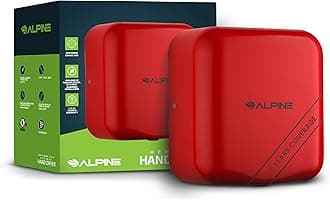 Alpine IndustriesHemlock Automatic Hand Dryer - Heavy Duty Stainless Steel | 1800Watts | 110-120Volts (Red)