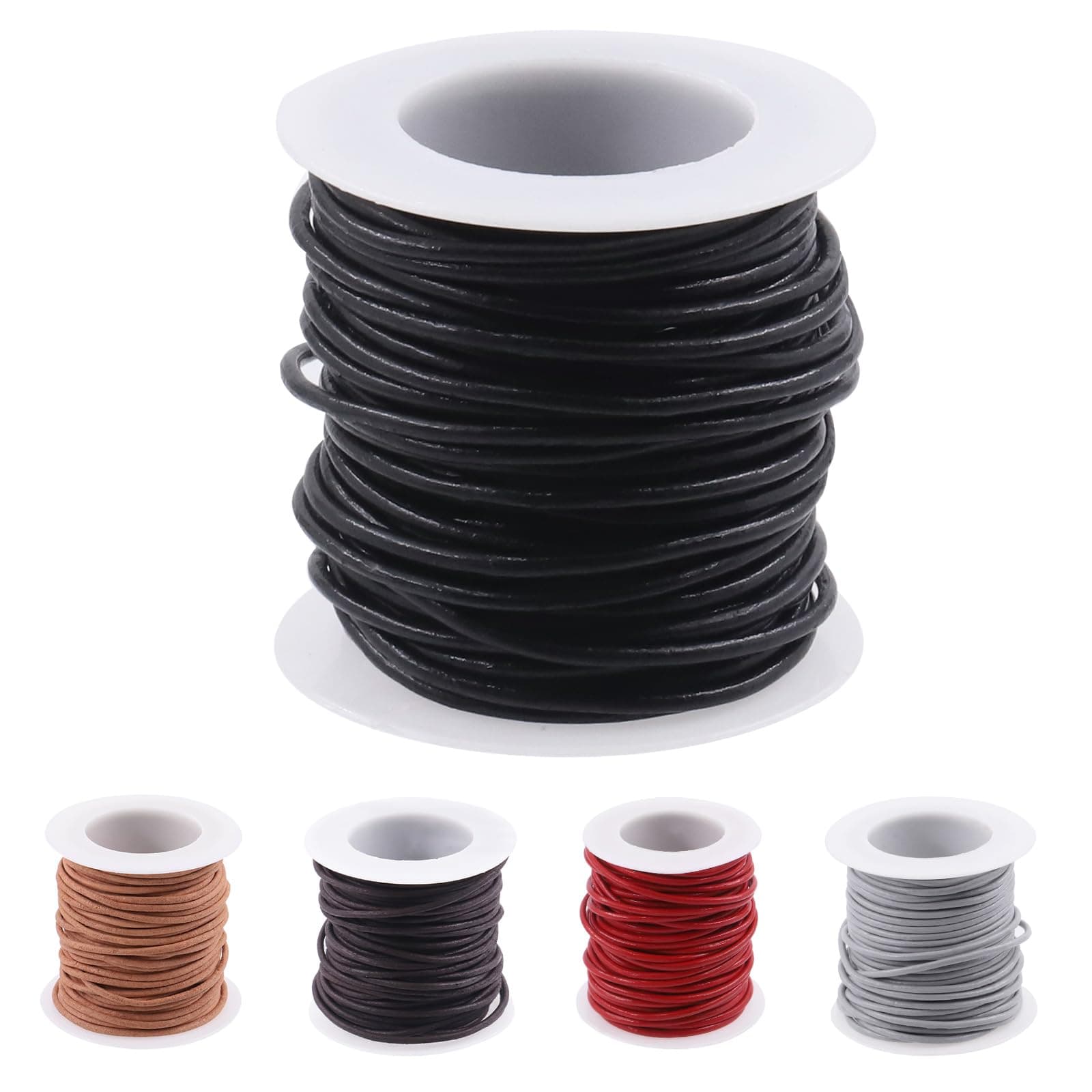 11 Yards Round Leather String Cord, Natural Rawhide Rope for Shoelaces Bracelets Necklaces Pendent Jewelry Making and Art Crafts (2MM, Black)