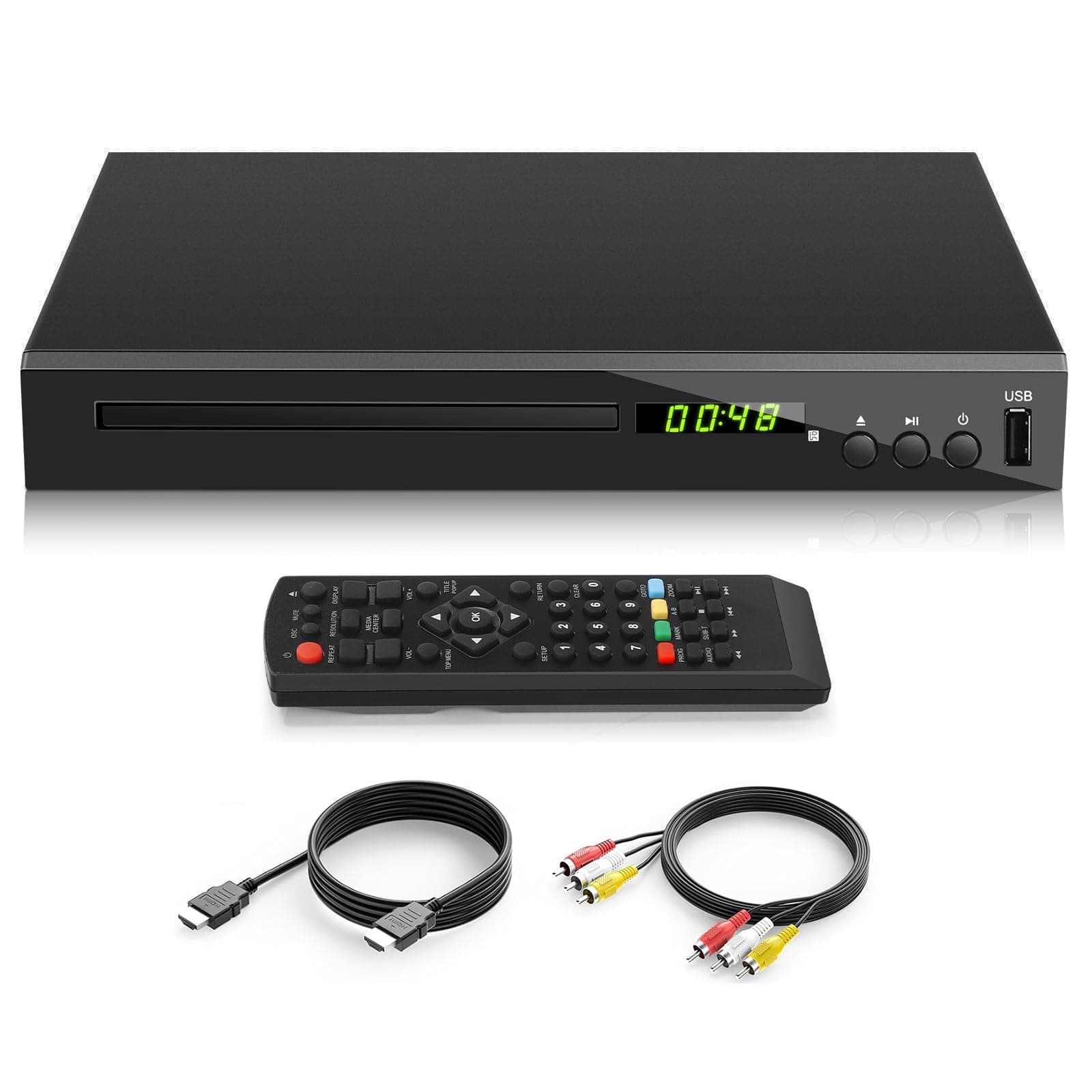 HD Blu Ray Player, Blue Ray/DVD/CD Player for TV, Play Region A/1 Blu-ray Disc and All Region DVD Discs, Blu-ray DVD Player with HDMI/AV/Coaxial Output, USB Input, Built-in PAL NTSC (Zone 1 Blu-ray)