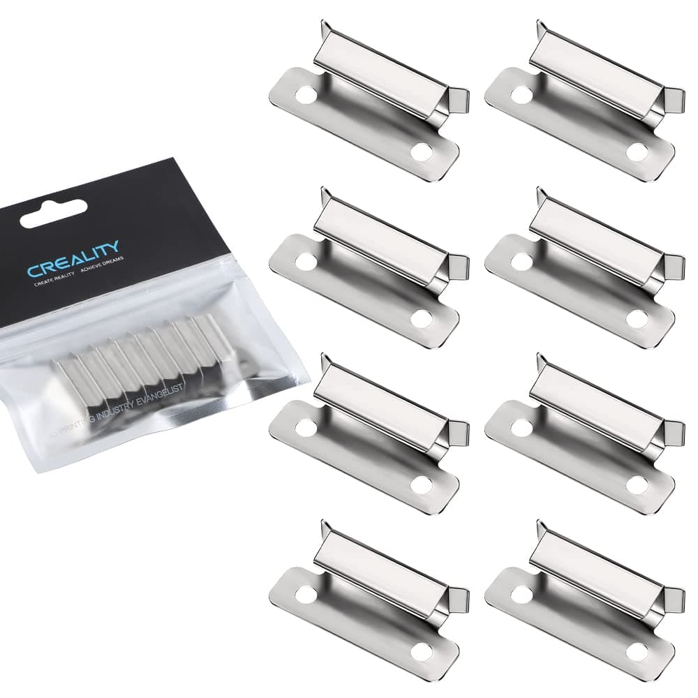 Creality 3D Ender 3 Glass Bed Clips 8 Pcs, 3D Printer 7mm Stainless Steel Silver Bed Clips 3D Bed Clamps for Ender 3 Series Ender 5 Series CR-10 Series Heated Bed Platform