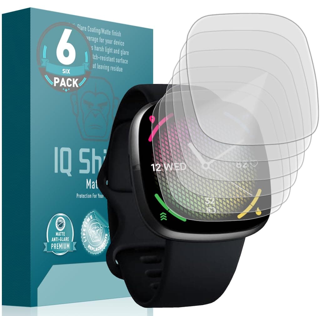 IQShield Matte Screen Protector Compatible with Fitbit Sense (Fitbit Versa 3)(6-Pack) Anti-Glare Anti-Bubble TPU Film