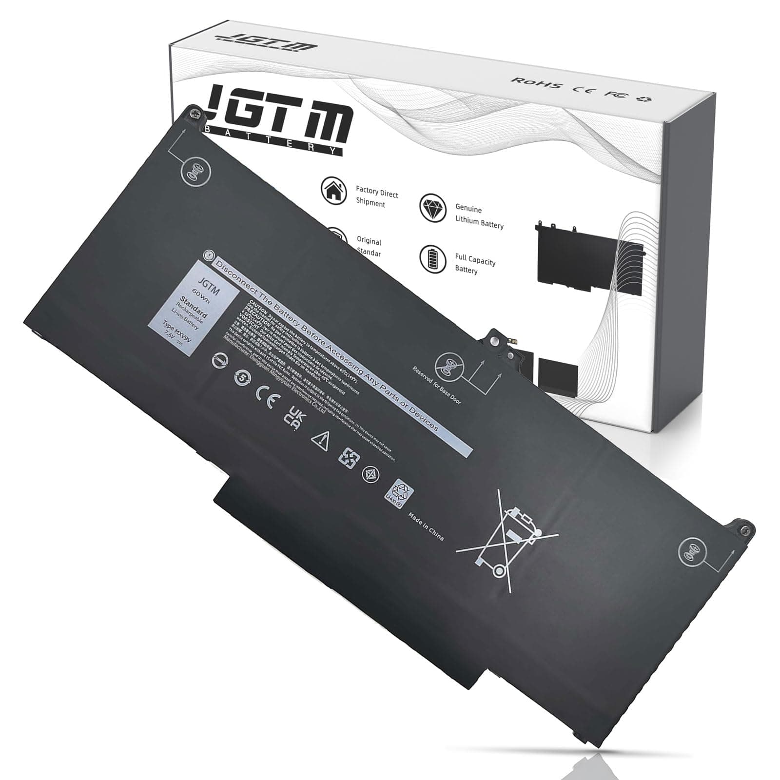 MXV9V 7.6V Laptop Battery Replacement for Dell Latitude 5300 5310 7300 7400, Latitude 5310 5300 2-in-1, Inspiron 7300 7306 2-in-1 Black Series, Convertible P96G P97G P99G P100G 5VC2M 829MX 60Wh