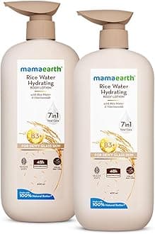 Rice Water Hydrating Body Lotion with Rice Water & Niacinamide for Dewy Glass Skin 400ml | 48H Moisturization | For Dry Skin | Nourishes Skin | 7in1 Total Care | 100% Natural Butter | NonGreasy Smooth Skin (Pack of 2)