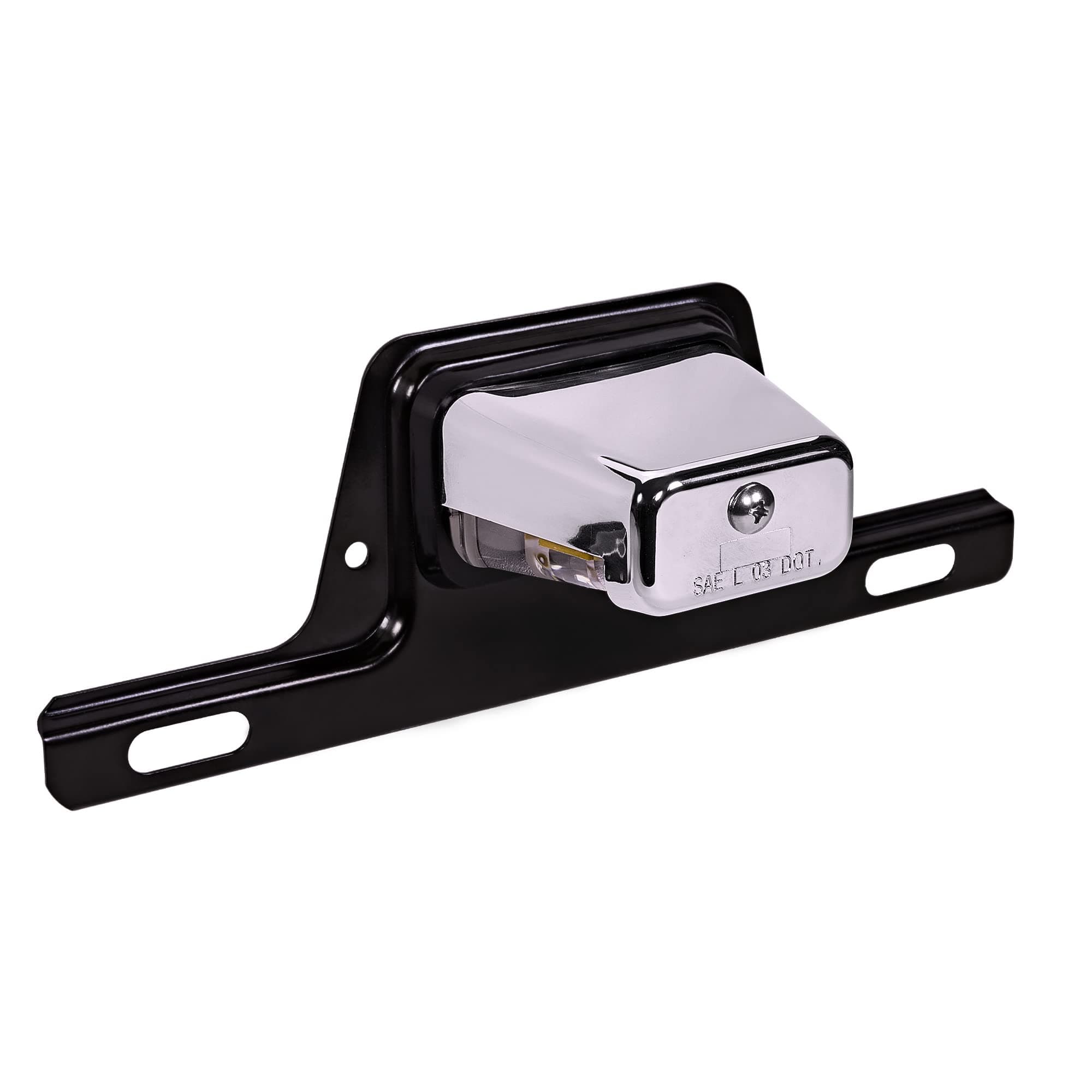 OLS LED Trailer License Plate Lights w/Bracket [SAE/DOT Certified] [Waterproof] [Heavy Duty] License Tag Lights for Trailers, RV, Trucks & Boats - Chrome Housing