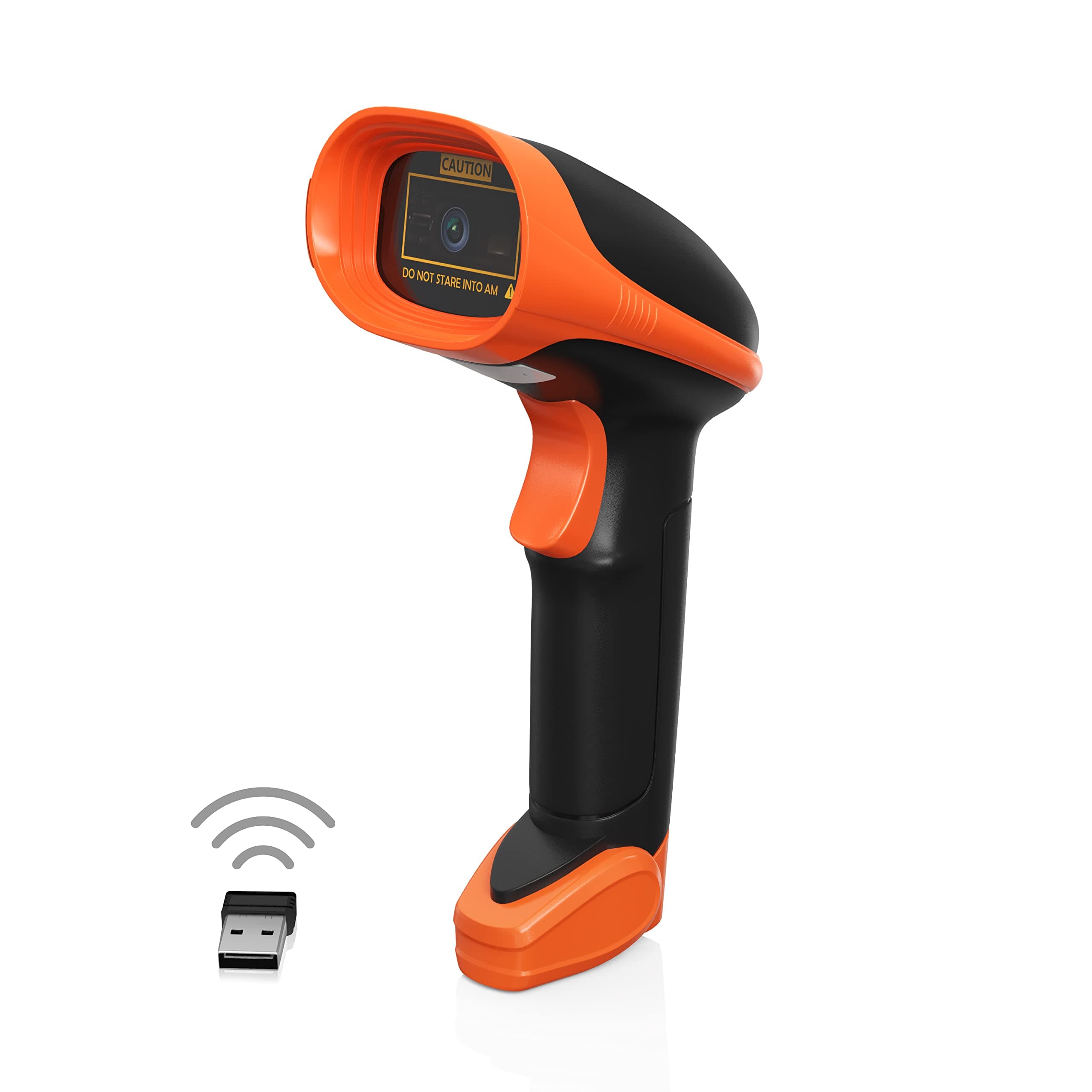 AMBIRBR200 Wireless/USB Barcode Scanner: Supports-1D,2D,PDF417, & QR barcodes. OS: Win, Mac, Linux, Android-Black/Orange