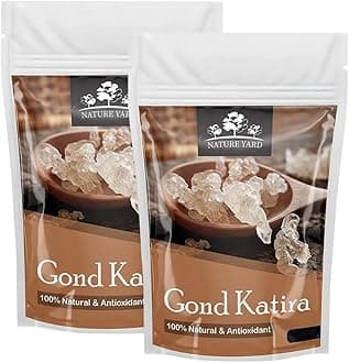 NATURE YARD Gond Katira Pure Organic (almond gum) tragacanth Crystals - 100% Natural Superfood with Cooling Properties | Almond Gum | Badam Pisni | Chahar Gond (1 Kg (Pack of 2))