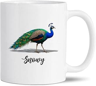 Lovely Peacock Coffee Mug, Personalized Name Ceramic Cup Gifts For Peacock Lovers, Awesome Peacocks Mugs, Custom Wildlife Lover White Mug 11Oz 15Oz, Peacocks Cups For Birthday, Bird Travel Tea Cup