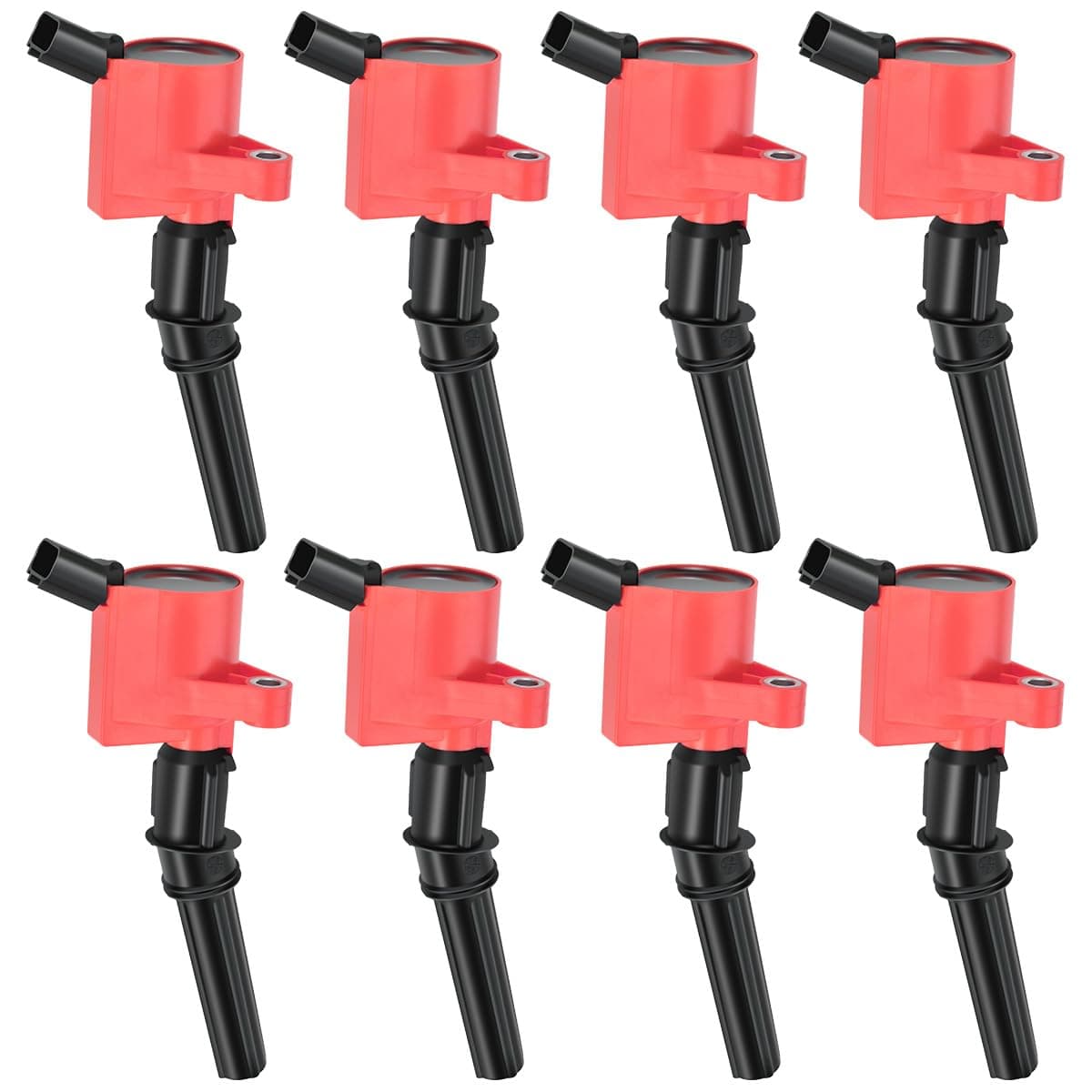 Set of 8 Red Ignition Coils Pack Curved Boot Compatible with Ford Lincoln Mercury E150 E250 F150 F250 F350 4.6L 5.4L V8 Replacement for DG508 DG457 FD503