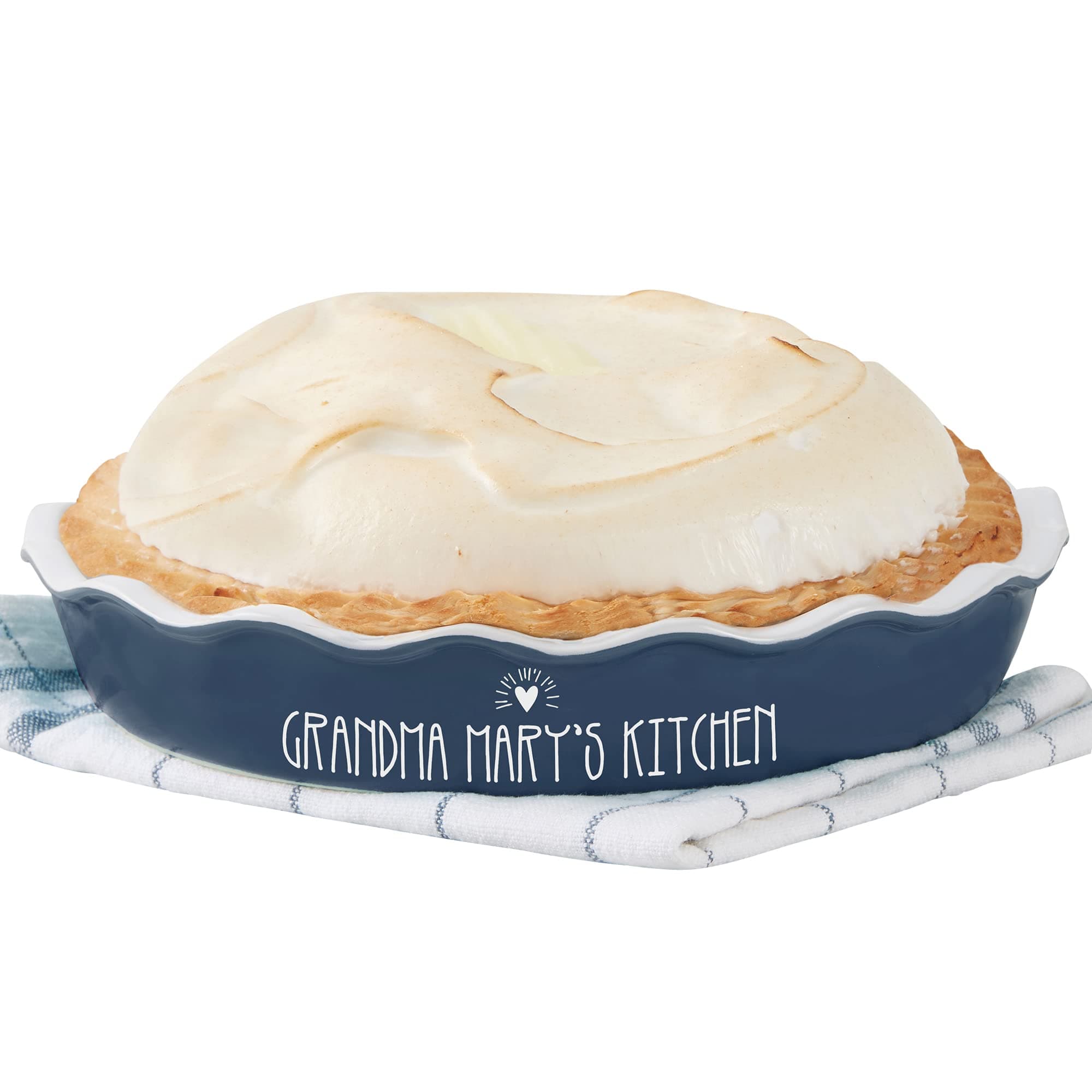 Made with Love Personalized Classic Pie Dish, Hand-Glazed Stoneware, Oven to Table Baking Dish, Ideal for Pies and Casseroles, Dishwasher Safe - Navy