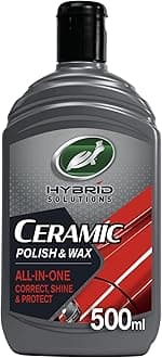 Hybrid Solutions Ceramic Car Polish and Wax, Light Scratch Remover, Durable Paint Protection, Extreme Water Beading, High Gloss Shine, Hand or Machine Polisher Use, 500ml (Pack of 1)