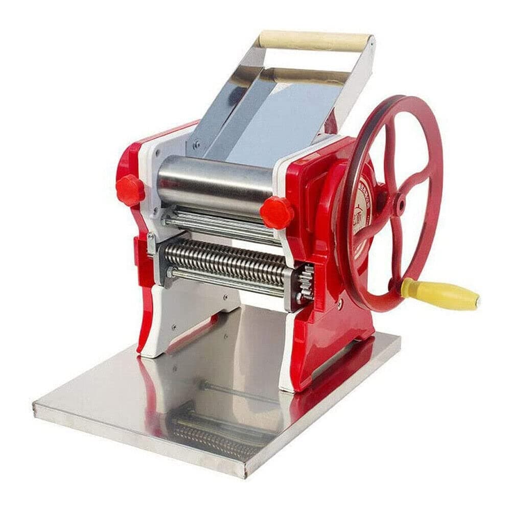 Manual Noodle Machine, Commercial Pasta Maker, Dough Sheeter Machine, Adjustable Thickness 0.5-5mm, Dough Roller Machine, Spaghetti Dough Machine for Home -Red