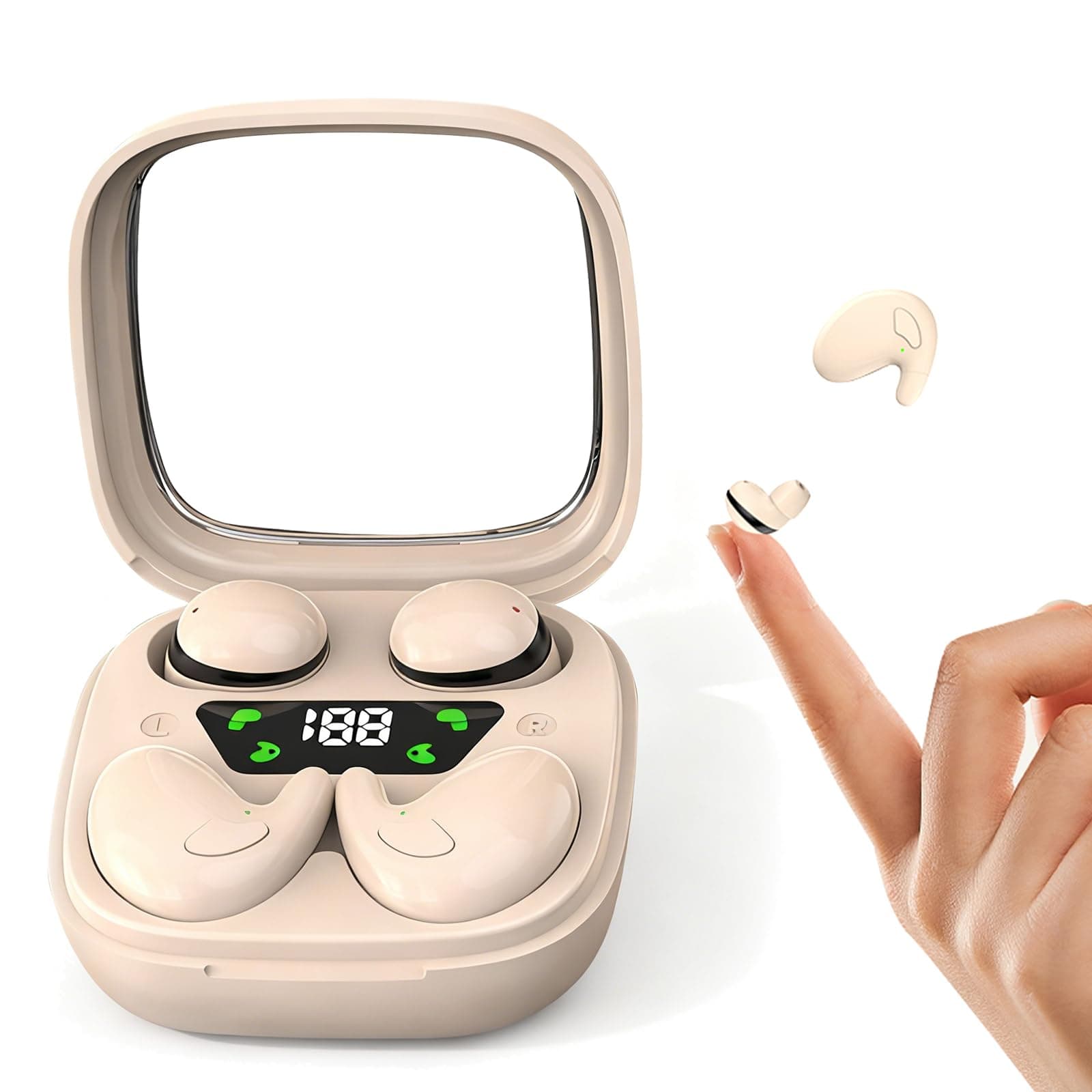 Xmenha Flat Sleep Mini Invisible Small Tiny Earbuds Wireless Bluetooth Ear Buds for Sleeping Headphones Micro Smallest Discreet Sleep Earbuds Earphones for Side Sleepers, Small Ears Canals Women, Work