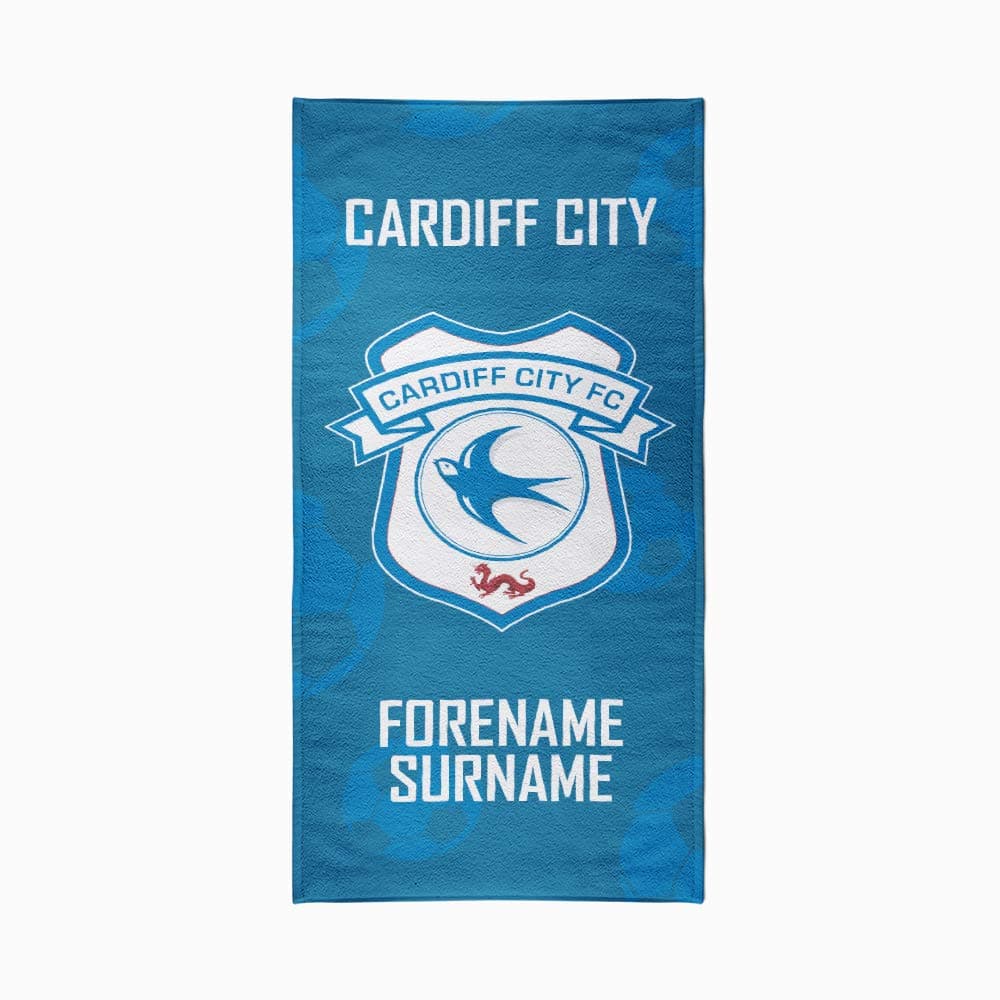 Cardiff City Personalised Towel - Crest Design - Medium