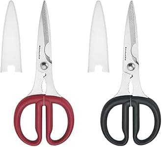 Kitchen Scissors - Household Scissors - Non-Slip Handles - Sharp Scissors - Stainless Steel - Plastic - Grey