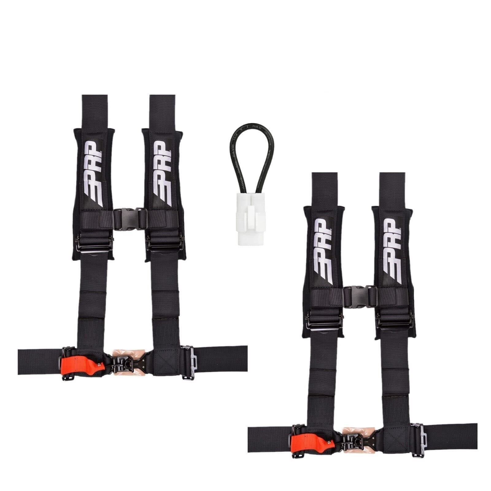 (2) Two PRP Padded UTV/Off-Road 4-Point Racing Harness Belt with Bypass Override Connector Compatible with 2015+ General | Ranger | RZR | Commander | Defender | Maverick | Maverick X3 | Pair