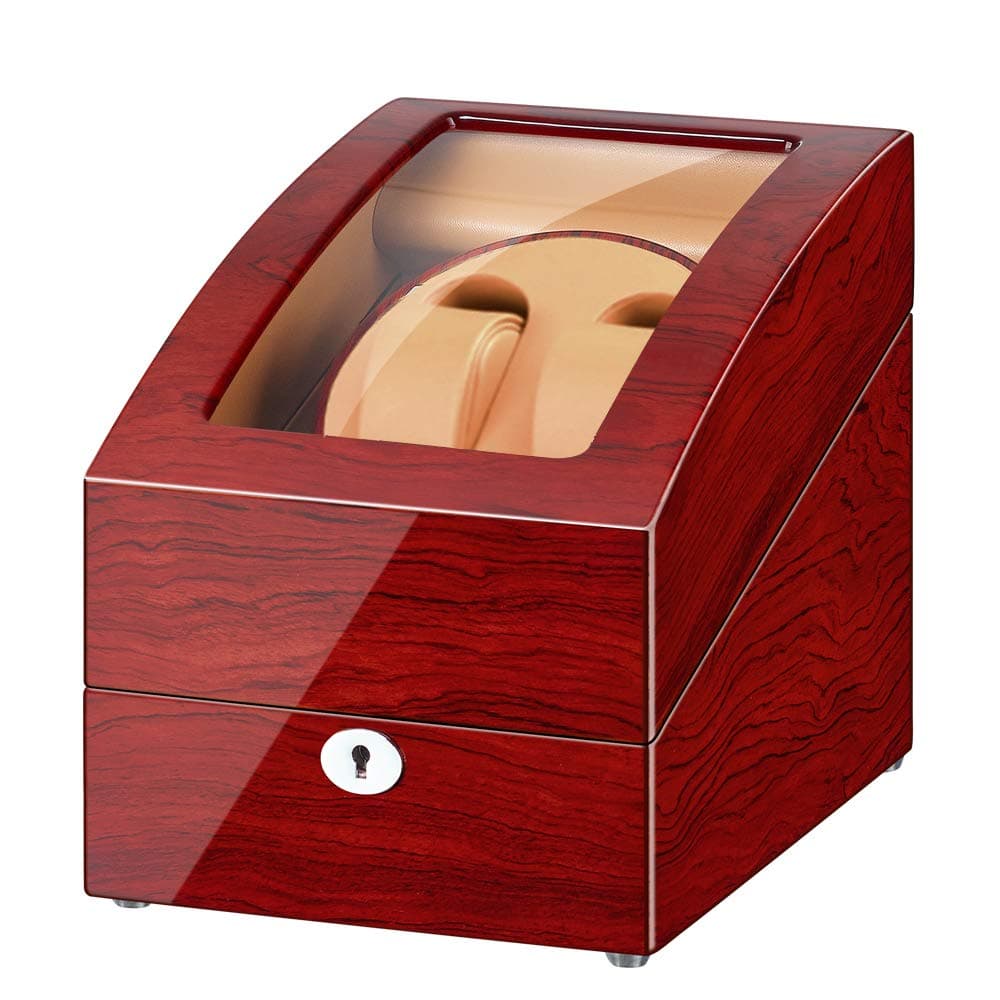 Automatic Double Watch Winder 2+3 - Watch Winder Box with Quiet Mabuchi Motor and Dual Power Supply - Luxury Wooden Storage Display Case