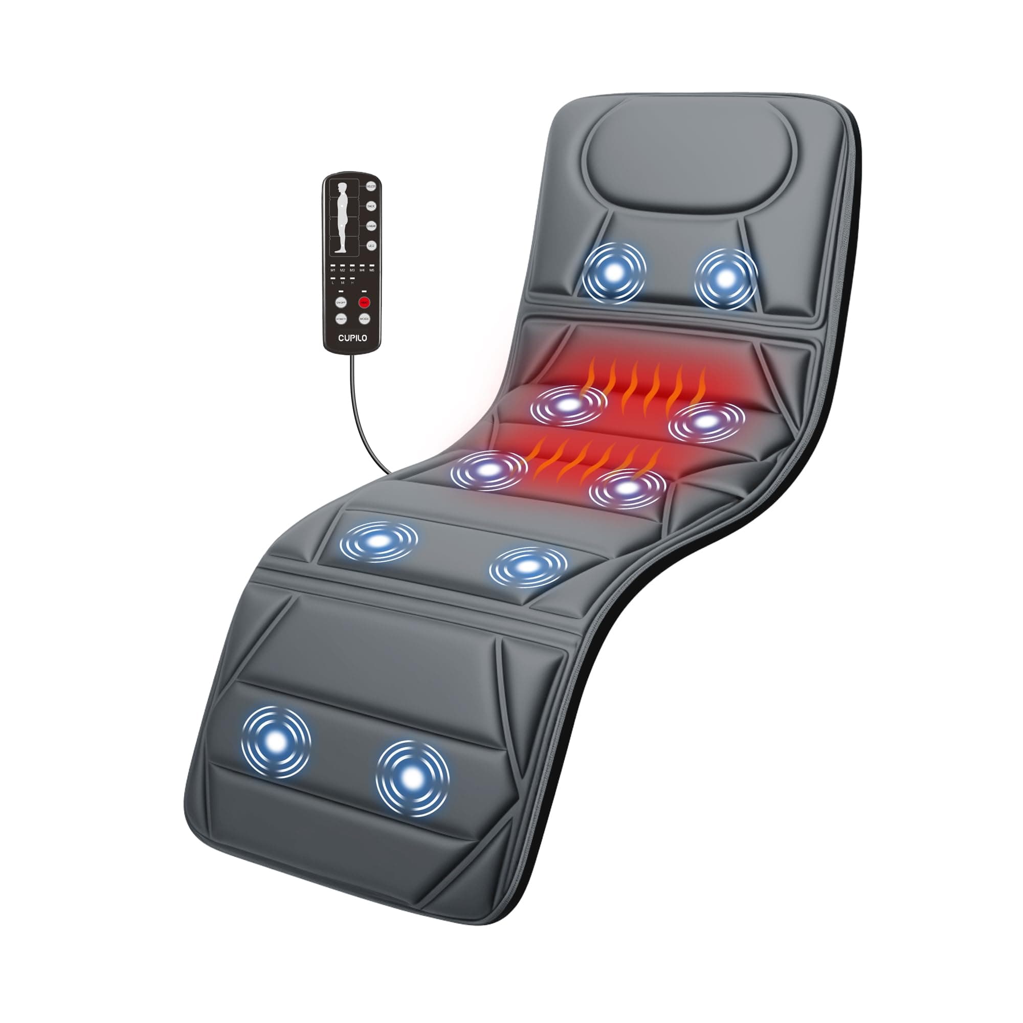 CuPiLo Full Body Massage Mat, Massage Pad with 10 Vibrating Motors for Pain Relief, Back Massager with Heat, Full Body Massage for Back, Lumbar,Leg, Gifts for Men Women, Long 67"