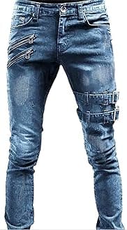 Mid-Rise Jeans Men's Fit Ripped Casual Slim Trousers Straight Men's Pants 569 Mens Jeans