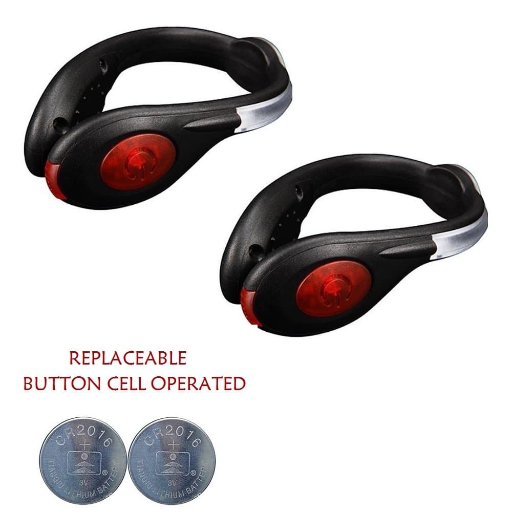 LED Safety Shoe Clip Lights for Runners 2 Pack Replaceable Battery Lightweight Waterproof Reflective Shoes Clip with Dual Light Mode Increases Visibility for Running Jogging Walking Cycling