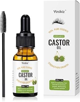 Organic Castor Oil for Thin Eyelashes Eyebrows Beard Hair Growth, Natural Pure Essence Cold Hexane Free Eyelash Growth Serum 10ml