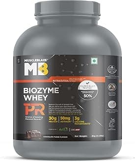 Biozyme Whey Protein PR Powder with 30g Protein, 3g Creatine Monohydrate & 50mg AstraGin (Chocolate Fudge, 2kg / 4.4lbs) | Trustified Gold Certified