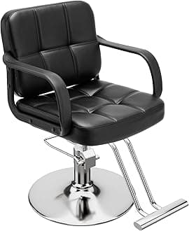 L'aimefois Barber Chair for Hair Stylist- 360° Swivel, Adjustable Height, Capacity 350 LBS with Heavy Duty Hydraulic Pump, Comfortable Salon Chair for for Hair Stylists, Home Use,Black