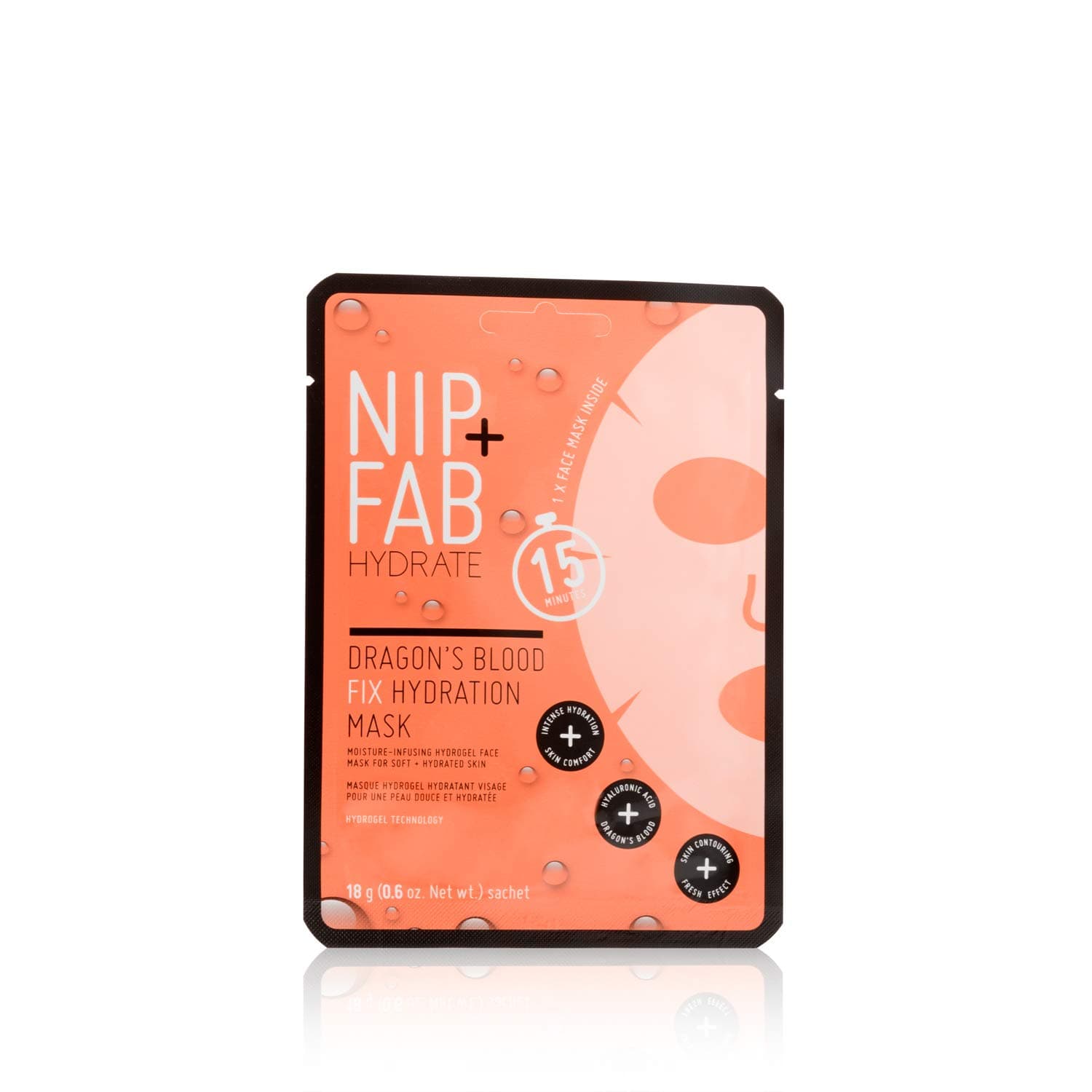 Nip+FabDragon's Blood Fix Hydration Sheet Mask | Moisture-Infusing Hydrogel Face Mask | For Soft + Hydrated Skin | 18 Grams | Vegan & Cruelty-Free