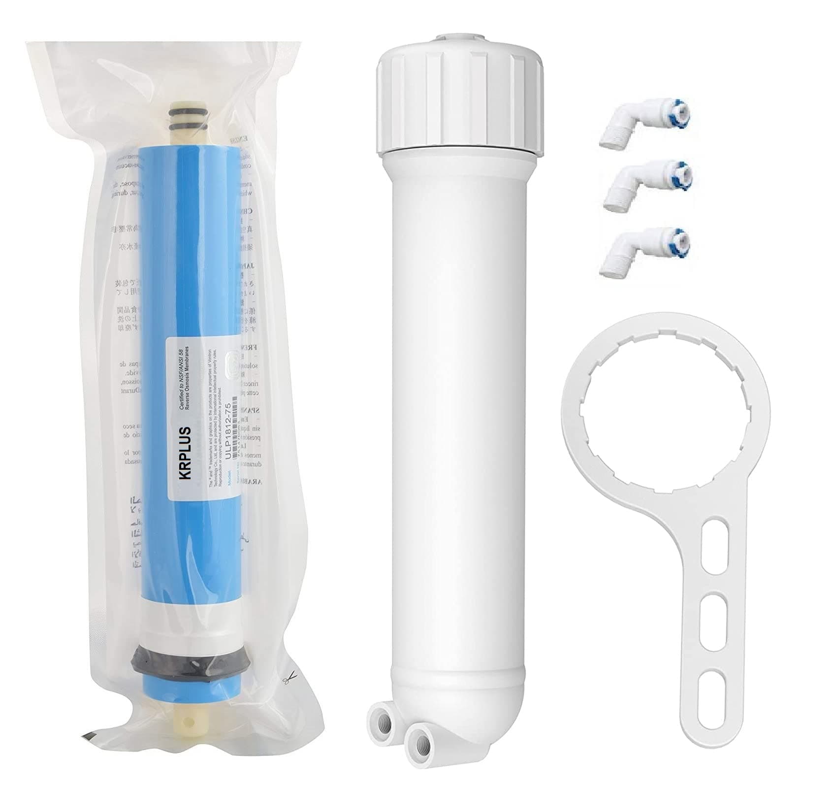 KRPLUS 80 GPD RO Membrane with Housing & Spanner Key (Works Up-to 1600 TDS), 11 Layer Mytech Sheet Suitable for All Types of RO/UV Water Purifier