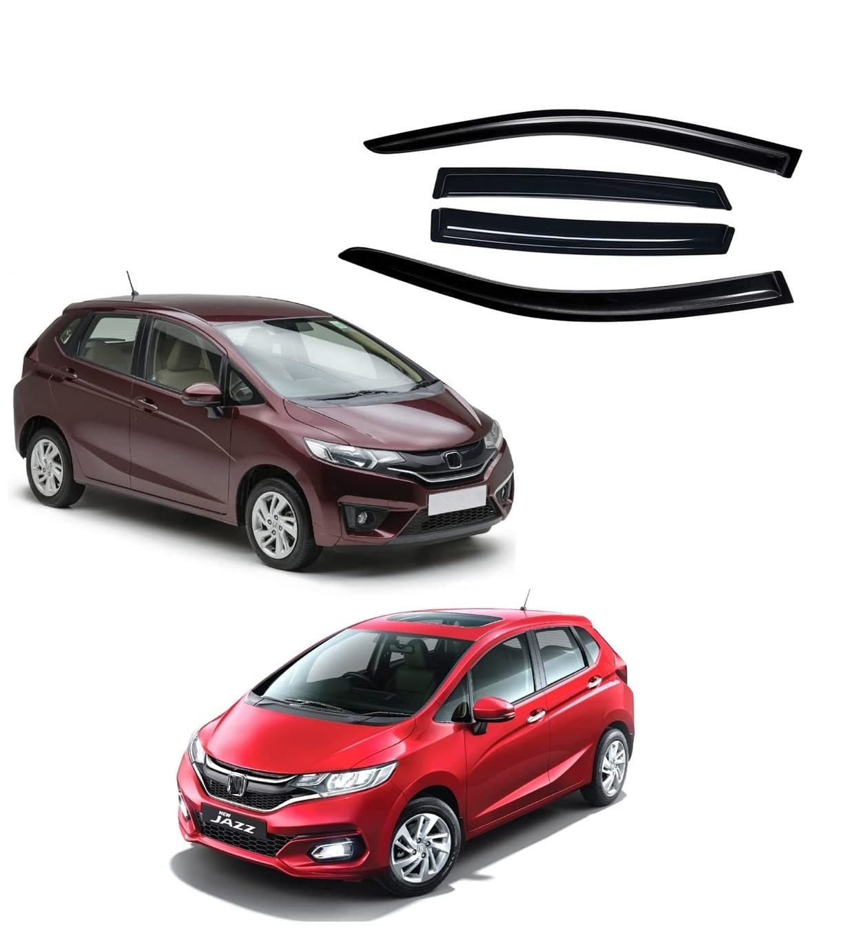 Unbreakable Door Visor/Wind Deflector/Rain Guard Compatible for Honda Jazz (2015 to Present) Type-2 & 3 (set of 4pc)