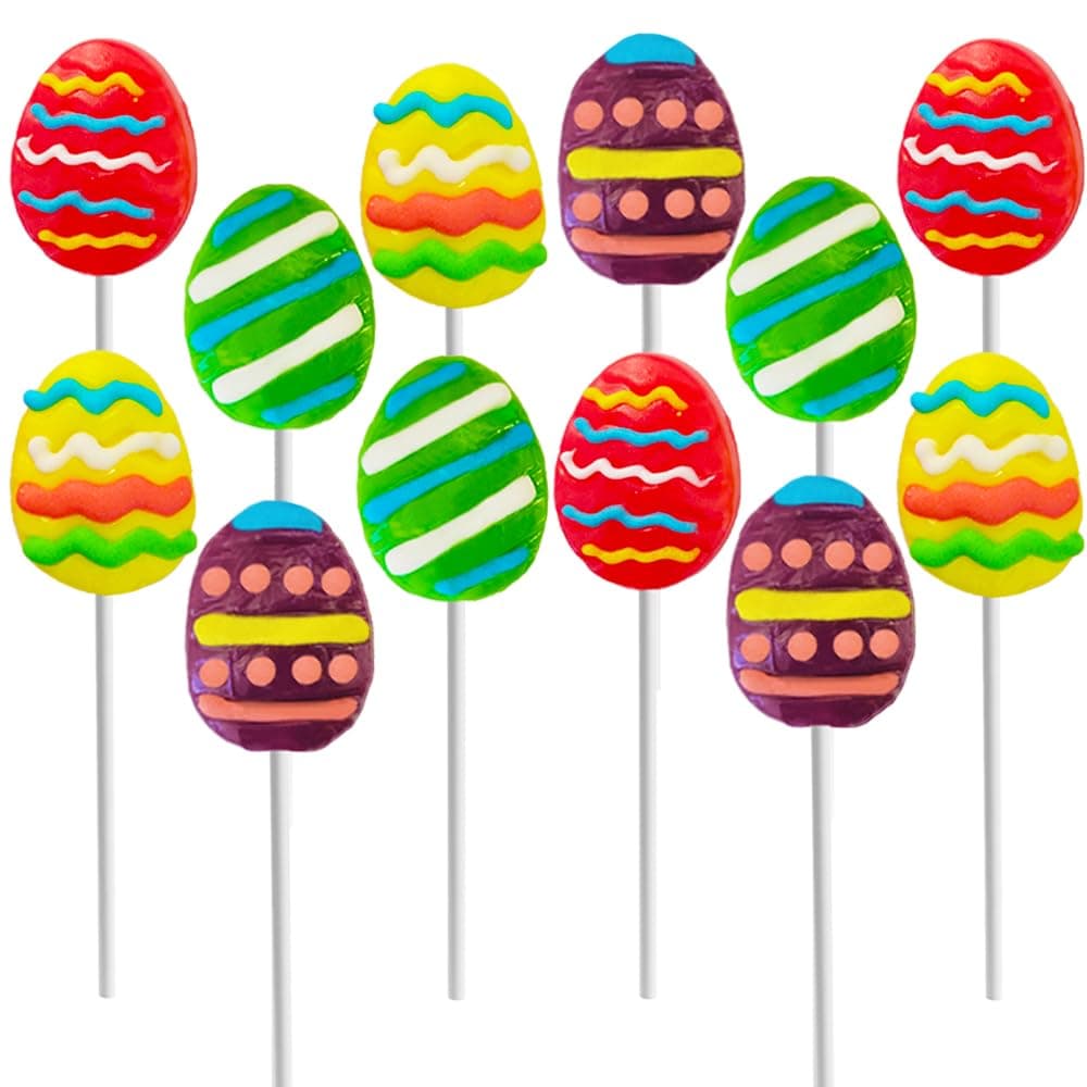 Fruidles Happy Easter Egg Lollipops Suckers, Fat-Free, Individually Wrapped Easter Egg Pops (12-Pack)