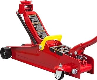 3 Ton(6,600 lb) Hydraulic Floor Jack - Heavy Duty Service Trolley Jack with Extra Saddle - Low Profile Design for SUVs & Extended Height Trucks - Red, T83006