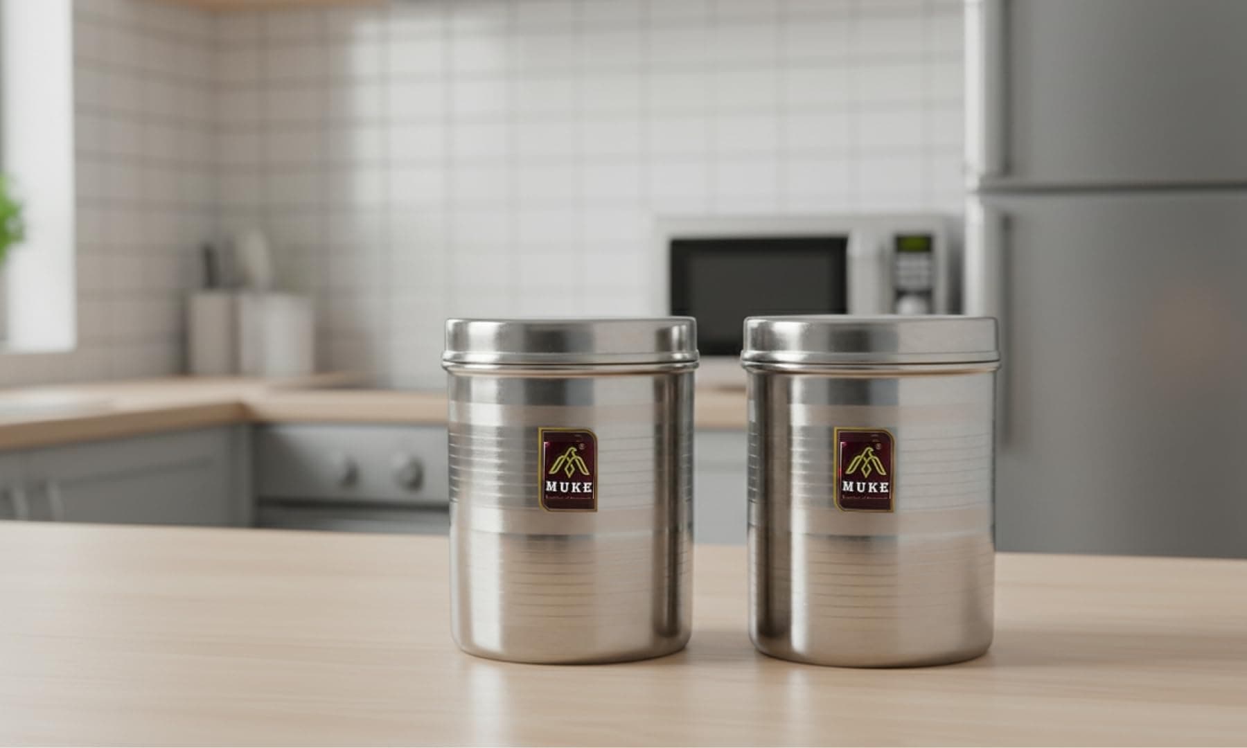 MUKE® stainless steel dabba kitchen Container set for Grains, Sugar, Rice kitchen Container 5kg, 2pcs.