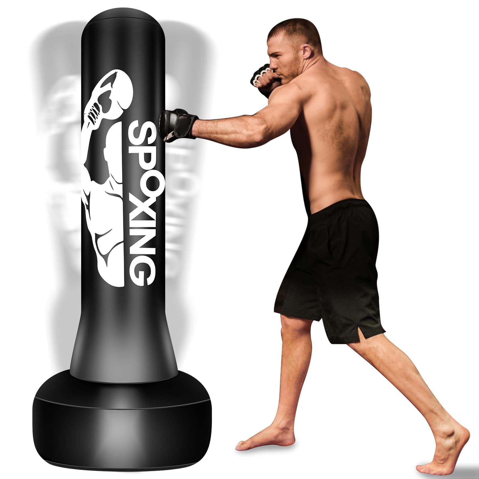 Heavy Punching Bag Stand - Durable Material, Inflatable, Easy to Install, Suitable for Adults and Teens - Free Standing Punching Bag for Fight Camp and Century Workouts (69 inches)