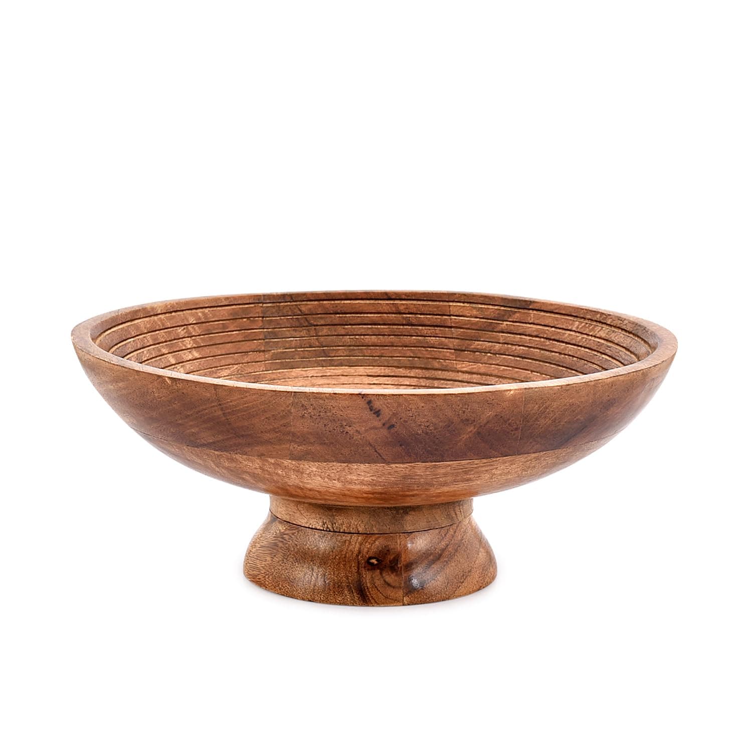 FRUIT BOWL Mango Wood Round Shaped Serving Bowl For Fruit,Dessert Platter Tray Dish Kitchen Dining Fruit,Dessert,Snack (12" x 12" x 5")