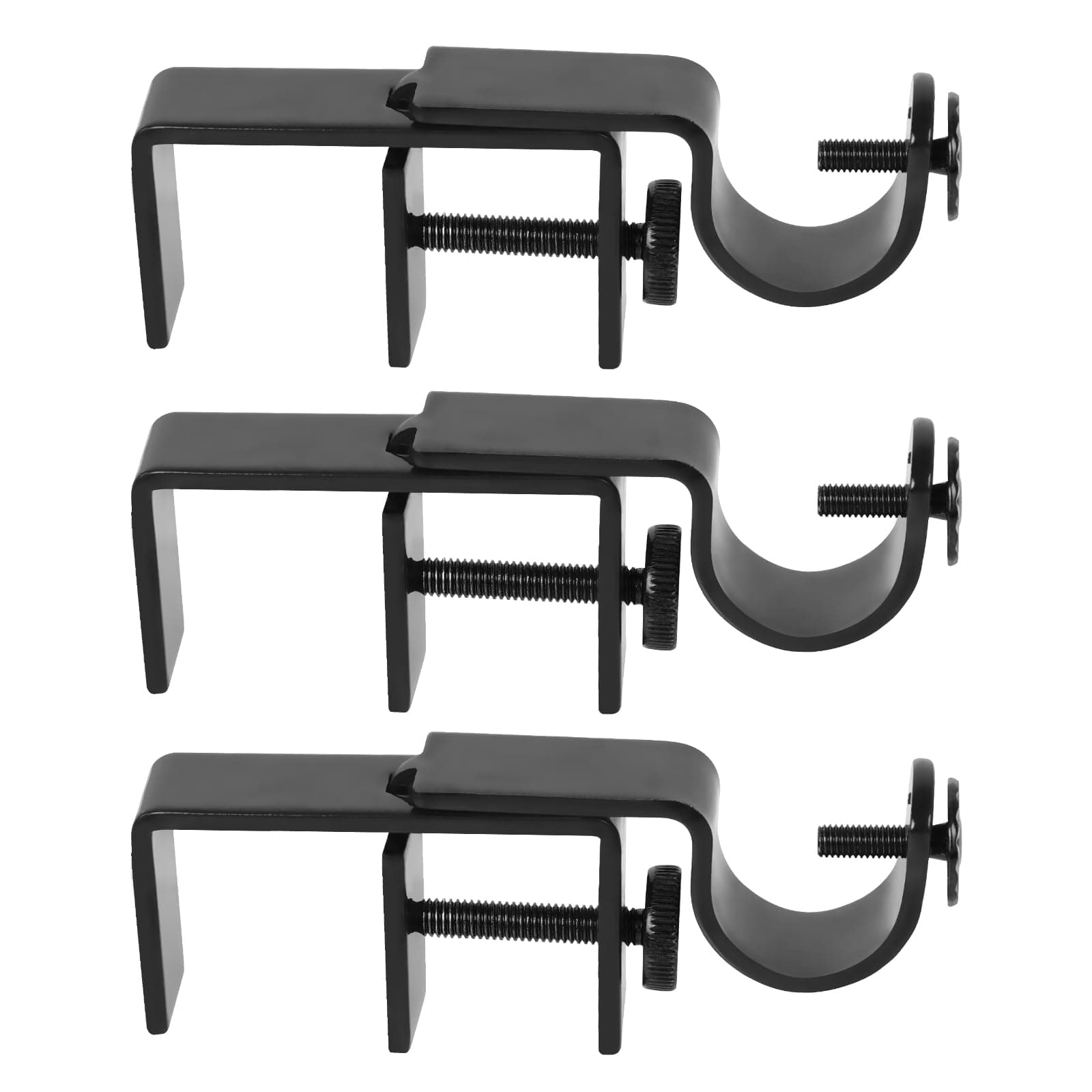 No Drill Curtain Rod Bracket Black 3 Pack