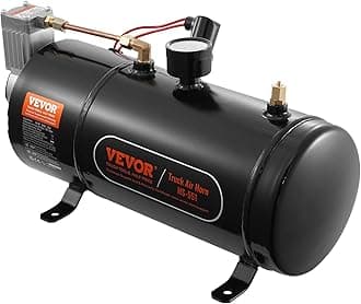 12V Air Compressor with Tank 0.8 Gallon/3 L, Train Horn Air Compressor, 120 psi Working Pressure Onboard Air Compressor System for Train Air Horns, Inflating Tires, Air Mattresses