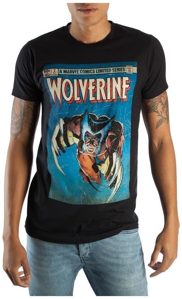 Wolverine Comics Cover Boxed Black Tee Shirt (Large)