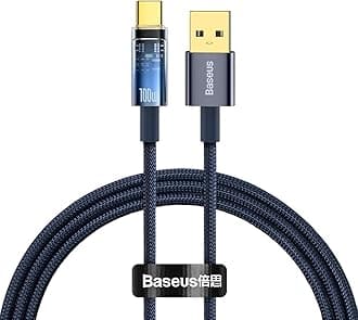 Baseus Fast Charging Cable Auto Power-Off Data Transfer (USB to C 100W, Blue)