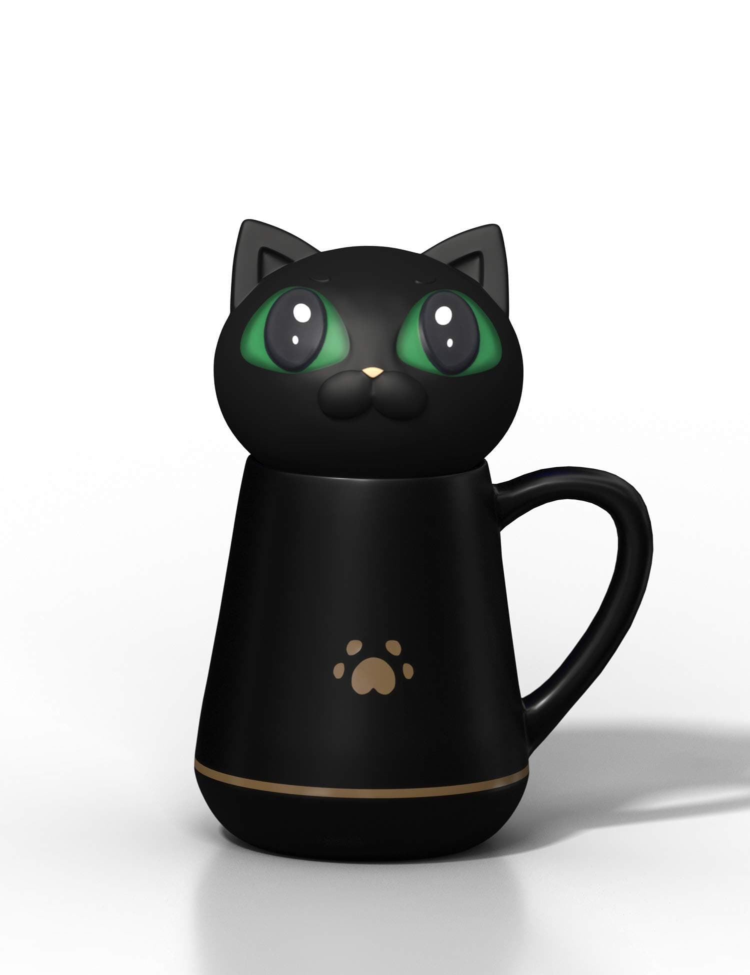 Coffee Mug with Cute Soft Silicone Cat Lid Kneadable and Squeezable Creative Gifts Suitable for Office and Home Decompression Mug/Cup 350ML/12 OZ Black