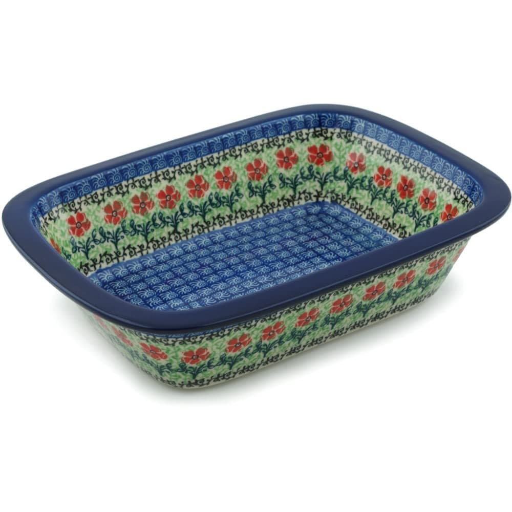 Polmedia Polish Pottery Baker - Rectangular with Grip Lip - Maraschino