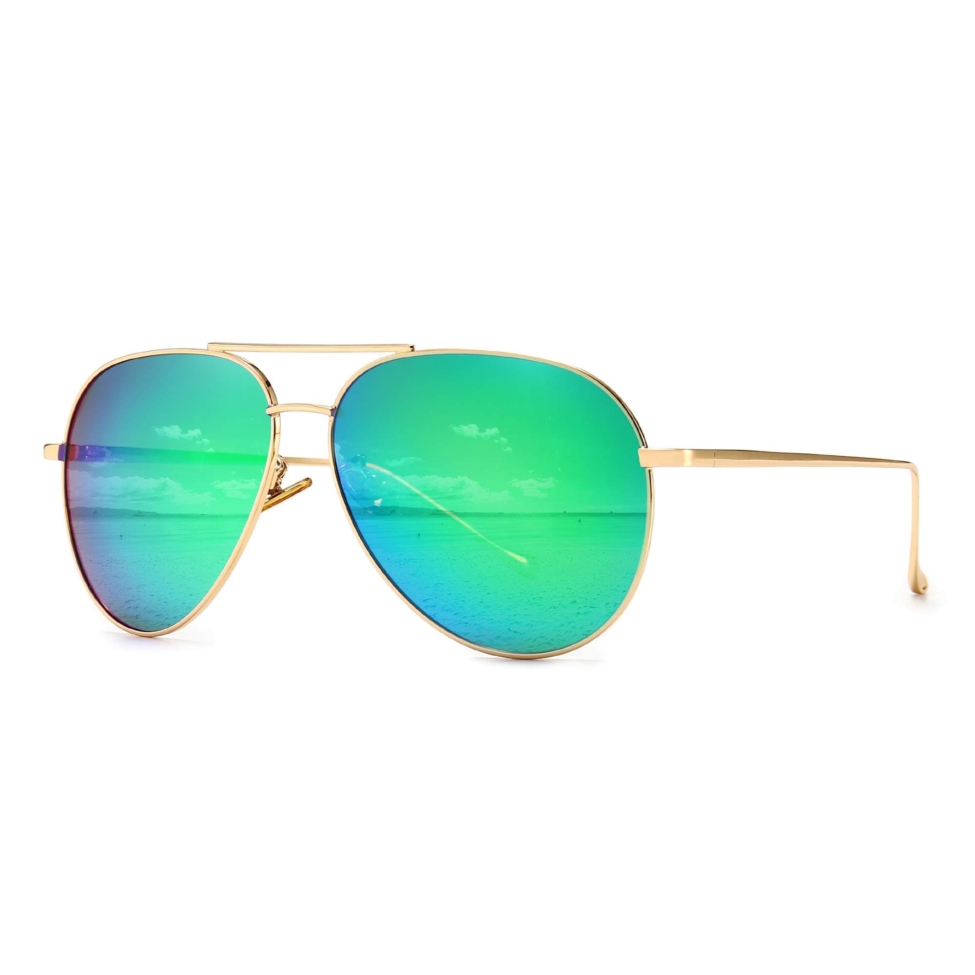 Women's Lightweight Oversized Aviator Sunglasses - Mirrored Polarized Lens