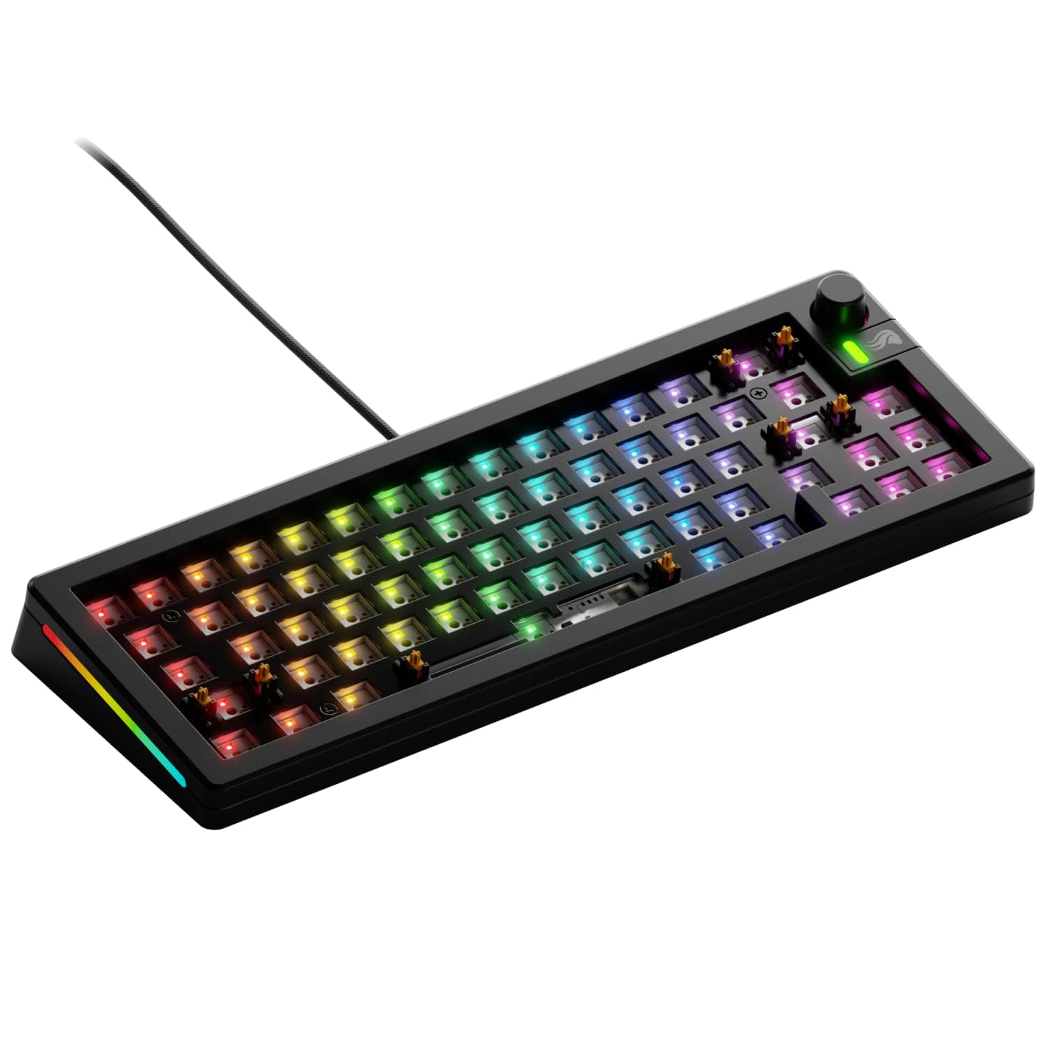 Glorious Gaming - GMMK 3 Barebones: keyboard with knob, 65% mechanical keyboard, seal system, 5 pin MX switches with hot swap, sound absorbing foam, aluminum reader, ANSI - Black