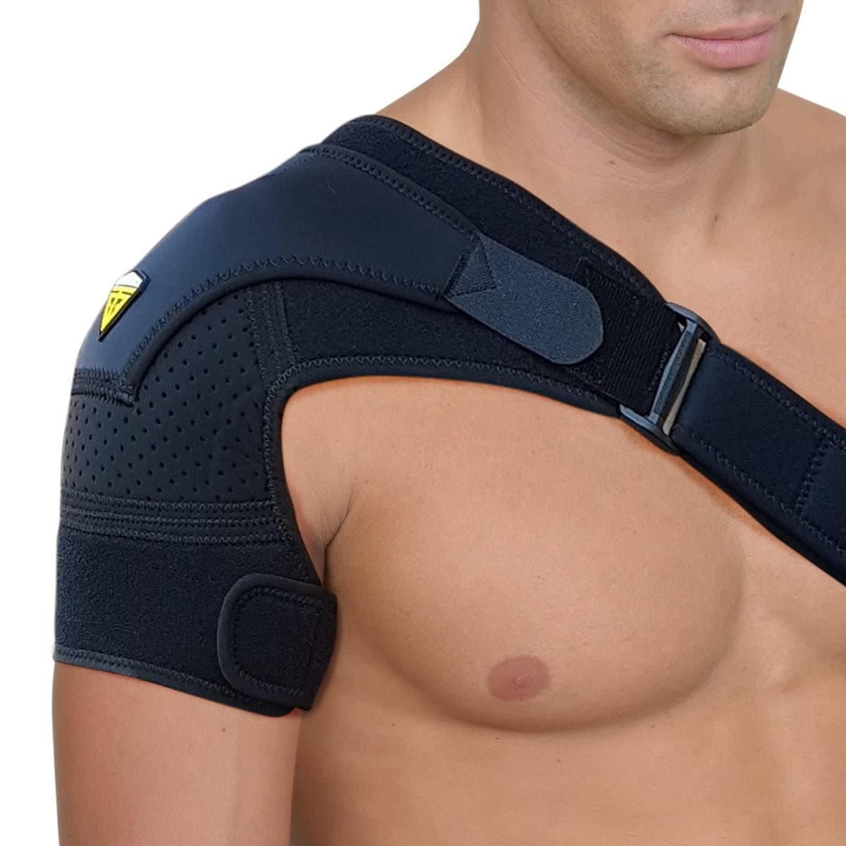 FIGHTECH Shoulder Brace for Men and Women ® | Compression Support for Torn Rotator Cuff and Other Shoulder Injuries | Left or Right Arm (Black, Large/X-Large)