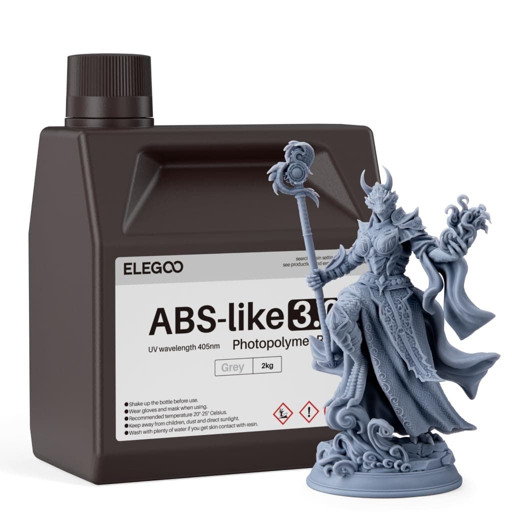 ABS-Like 3D Printer Resin 3.0, 405nm UV-Curing Photopolymer Resin for LCD/DLP 3D Printing, with Enhanced Strength and Toughness, High Precision, Low Viscosity, Grey 2KG